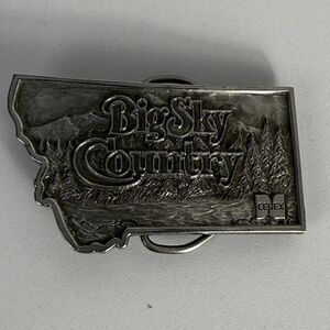 Vintage Montana 1976 Big Sky Belt Buckle Bergamot Brass Works USA